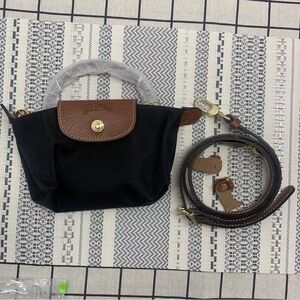 Longchamp Black Mini Crossbody Recycled Canvas NWT